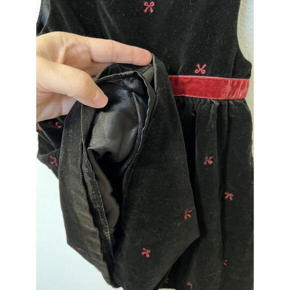 Gymboree Girls Black Velvet Holiday Portrait Dress Size 5 Red Bows Special - Picture 5 of 5